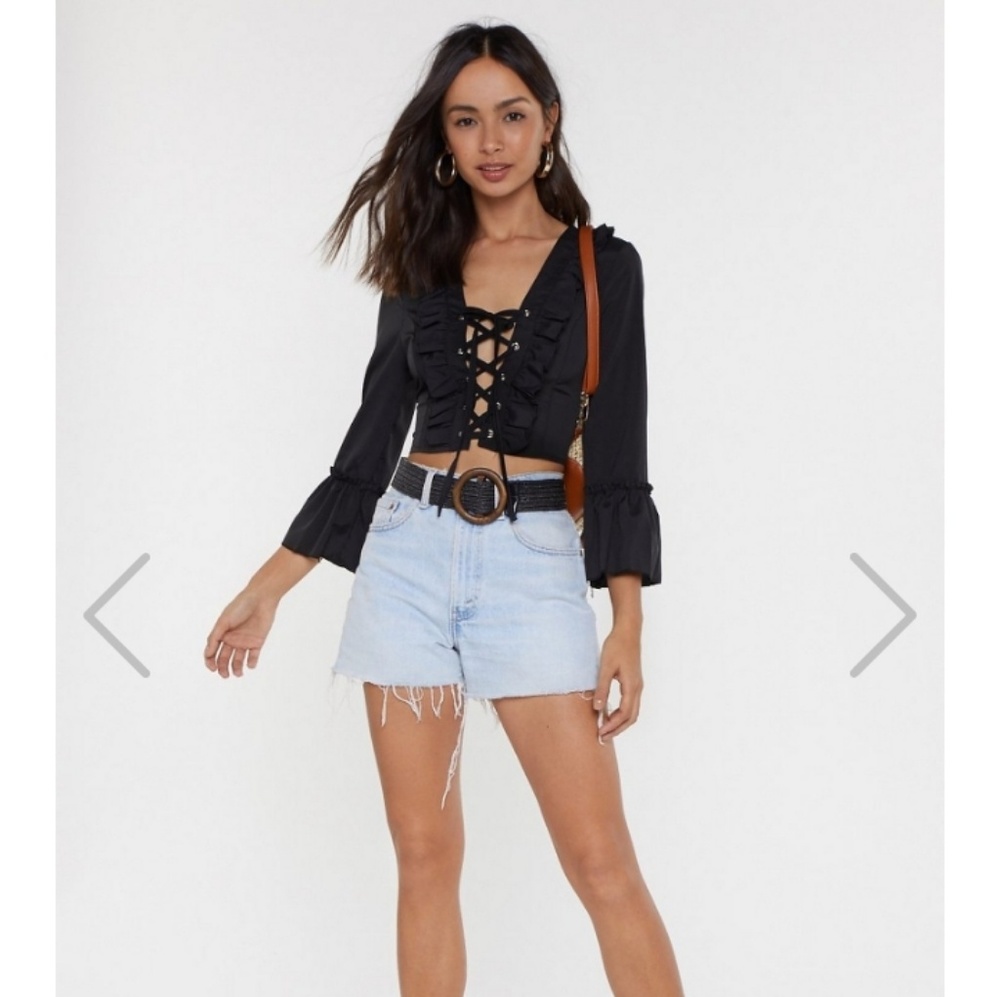 Flamant Rose/Nasty Gal  Lace Up Crop Top